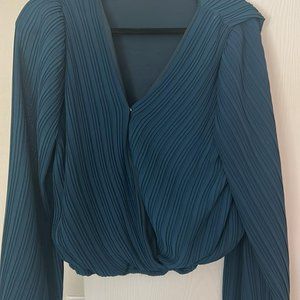 Blue Faux Wrapped Blouse